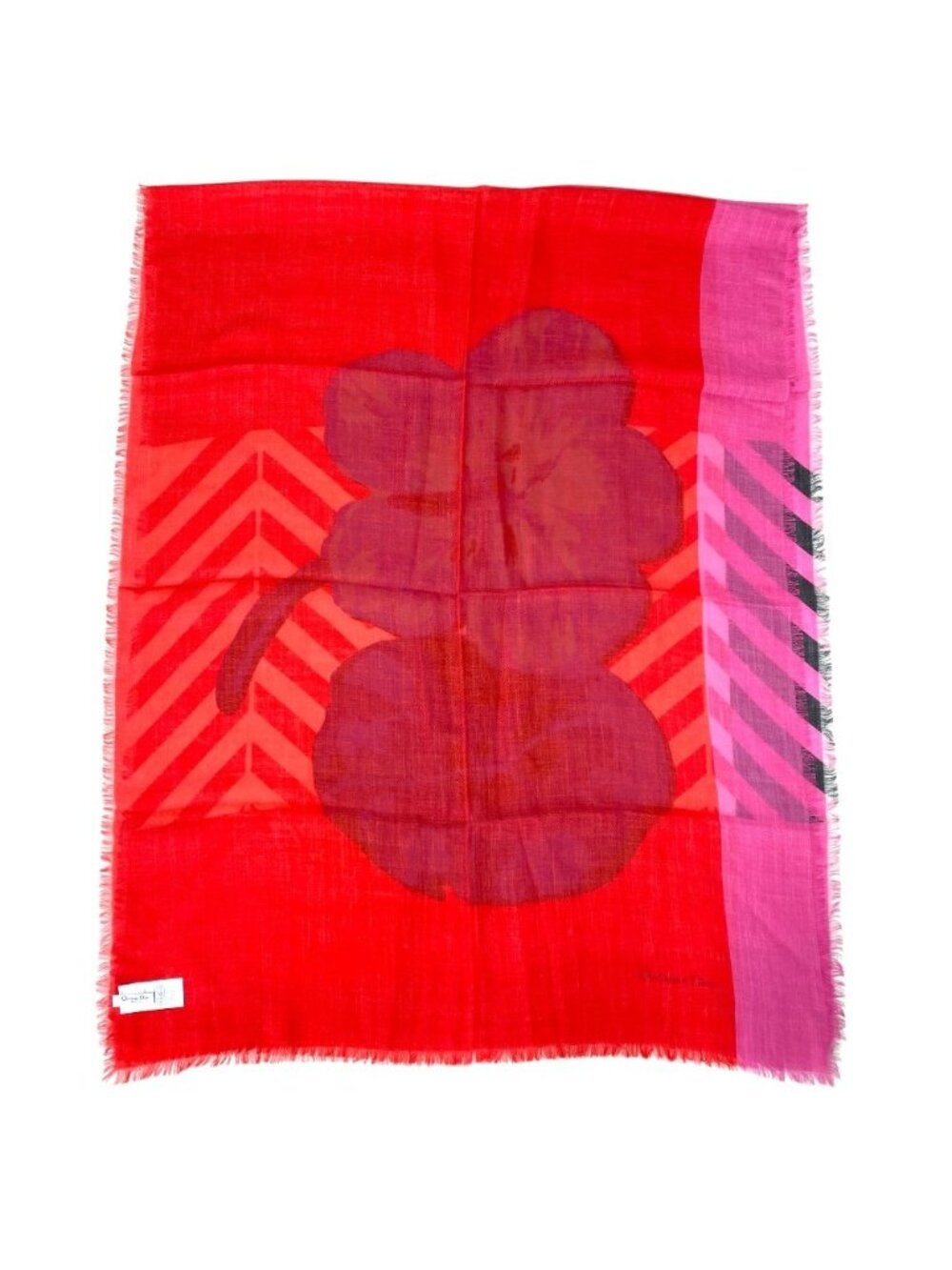 Dior Scarf Shawl Large Flower Red Cashmere Coordination Arrangement Neck Cover - Picture 9 of 10